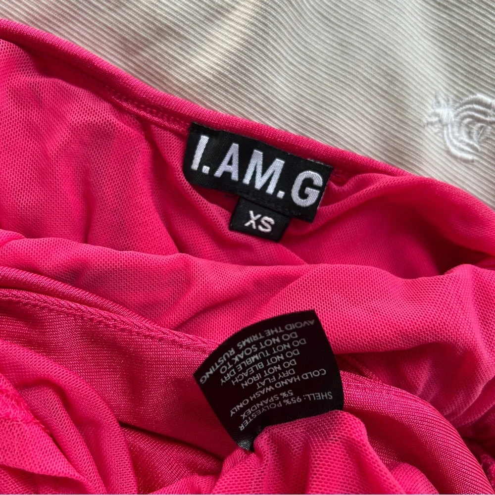 I.AM.GIA Hot Pink Mini Dress with Silver Ring and Pearl Trim -XS - Picture 5 of 5